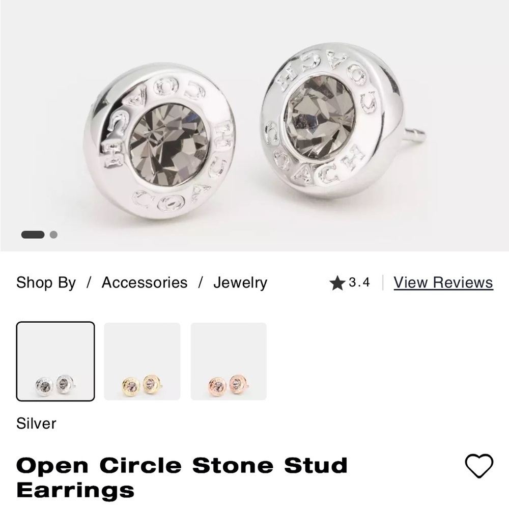 COACH silver stud earrings. New with tags in box.